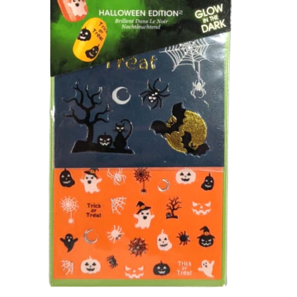 Glow in the Dark Stickers Halloween Nail Stickers Ghosts Jack-o'-lantern KISS